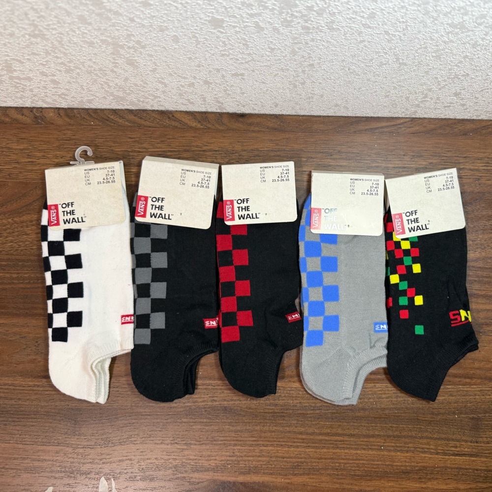 Vans Checker Men’s Ankle Socks 5 Pack Wholesale Misprint Size 6.5-9